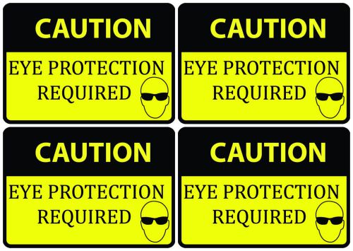 Yellow Caution Sign Eye Protection Required 4 New Signs Pack Home School Work US