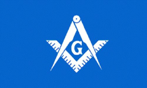 Freemasons Masonic White Logo Flag 3&#039;x5&#039; Horizontal Banner