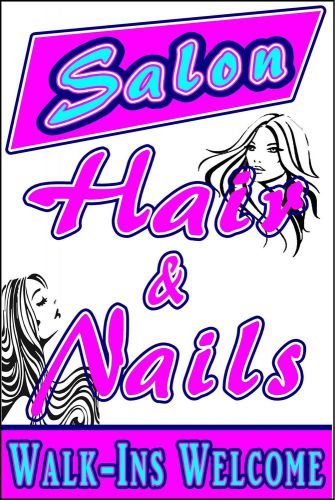 Advertising Business Poster Sign 24&#034;X36&#034; SALON HAIR &amp; NAILS - Salon Posters
