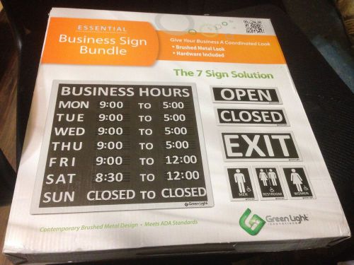 Essential Business 7 Sign Bundle. Shop, Store Signage Kit. Hours, Rest Room,Exit