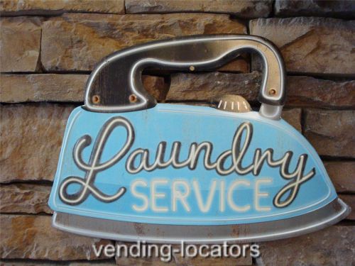 Embossed LAUNDRY SERVICE SIGN Iron Laundromat Detergent Washer Dryer Soap Mobil