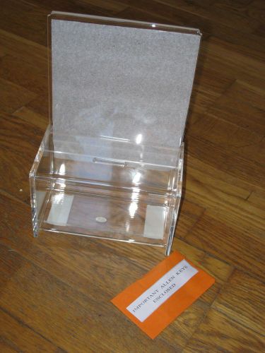 LUCITE MONEY CHARITY DONATION COLLECTION LOCK BOX w/key NEW