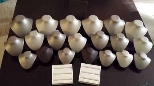 Displays for jewlery , Assorted neckforms and ring holders.  23 piece collection