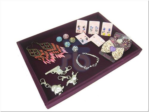 Purple velvet utility plain jewelry display tray / case, multi-purpose, 35x24cm for sale