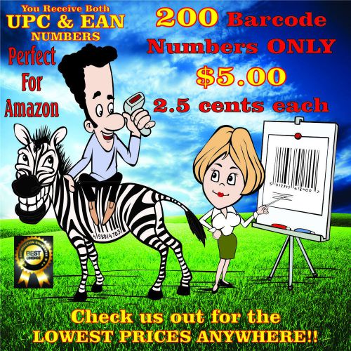 200 upc barcode numbers only ean bar code number  amazon barcodes 0123478 for sale