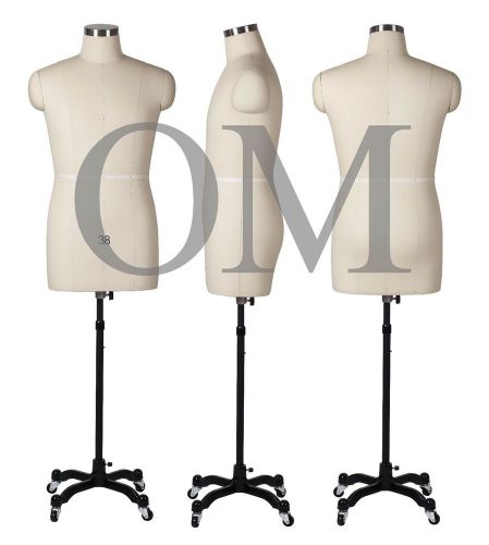 MALE FULLY PINNABLE DRESS FORM MANNEQUIN W/MAGNETIC SHOULDERS SIZE 38 (MT 38)
