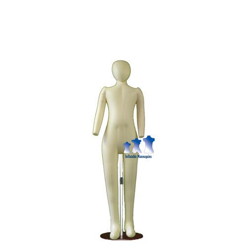 Inflatable child full-size with head &amp; arms, ivory and aluminum adjustable stand for sale