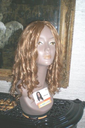 MANNEQUIN DISPLAY HEAD w/ LONG HUMAN GOLDEN HAIR / BROWN SKIN /MODEL GLANCE