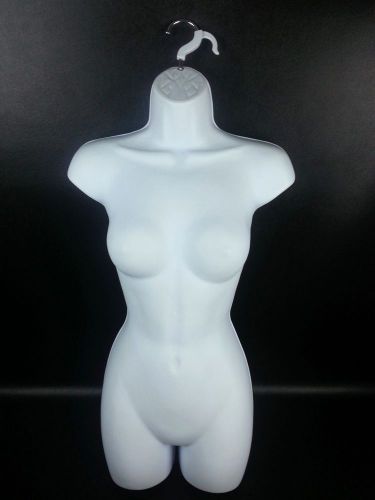 Female Dress White Plastic Torso Hanging Mannequin Body Form Open Back Display