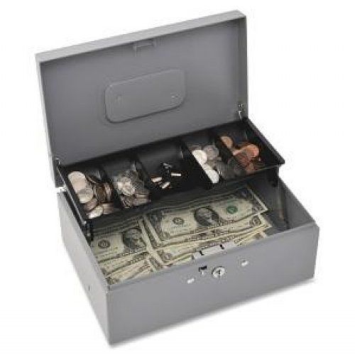Sparco Locking Cantilever Cash Box - 5 Coin - Steel - Gray (SPR15509)