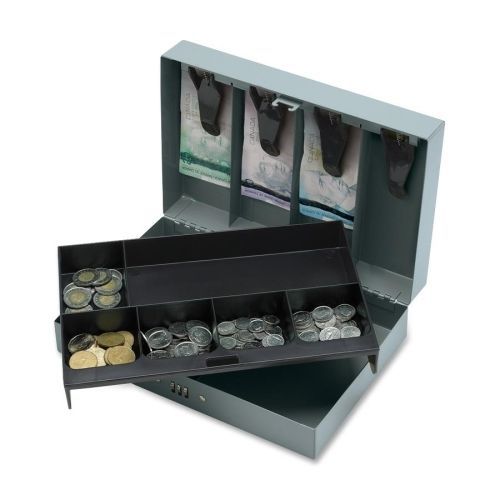 Sparco 15508 combination lock cash box steel 11-1/2inx7-3/4inx3-1/4in gray for sale
