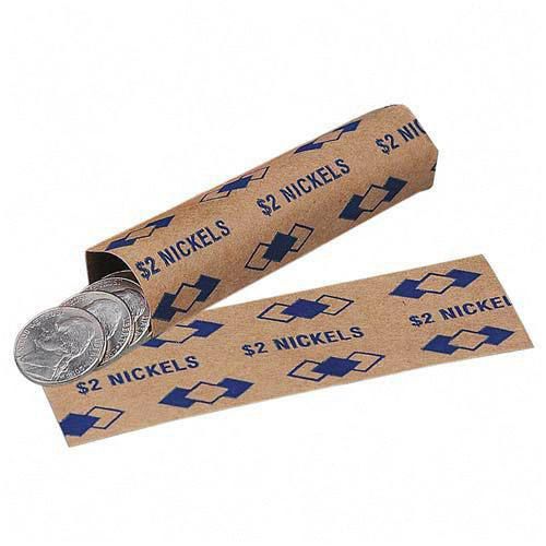 PM Company Flat Paper Coin Wrappers for 40 Nickels Blue 1000 Wrappers per Pack