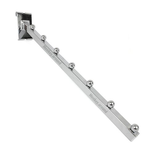7 ball metal waterfall hook gridwall display arm square tubing 18&#034; l chrome new for sale