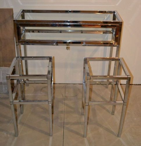 Vintage Mid-century Chrome and Glass Display Cases set of 3