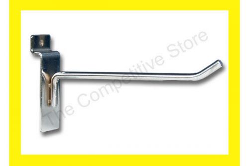 6&#034; Slatwall Slatgrid Hooks  For Slat Panels Display - 100 Pcs Metal Chrome Color