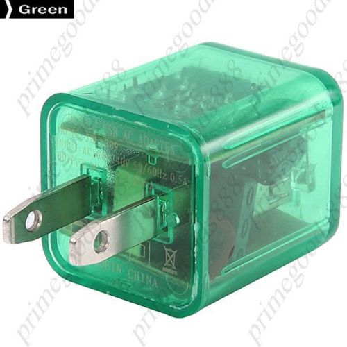 US Plug 2.1A 1A Double USB Transparent Travel Charge Charger Chargers Green