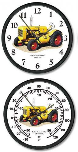 New 1952 LeRoi Model 105 Tractor Clock and Thermometer Set 10&#034; Round Vintage