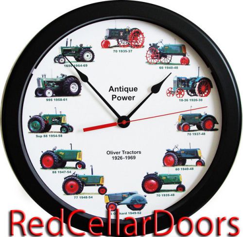 New VINTAGE OLIVER 14&#034; Tractor Clock 12 Tractors MASSIVE Wheel Dial 1926 - 1969