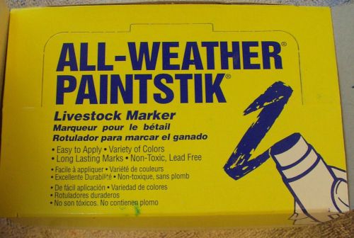 12 ALL-WEATHER PAINTSTIK Livestock Markers NEW Box 3 each Orange Red Blue Green