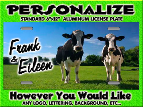 Cows Dairy Farm background PERSONALIZED FREE Monogrammed  License Plate