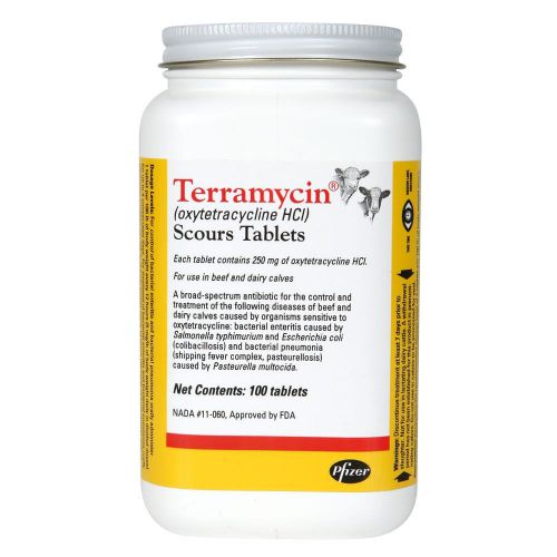 Terramycin Calf Scour Bolus 100ct Oxytetracycline Pneumonia Scours Ecoli Dairy