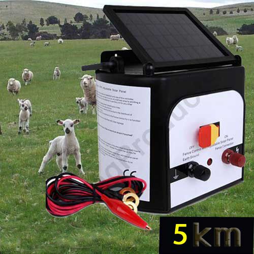 Solar electric fence energiser 5km. electric fence energizer + free fence tester for sale
