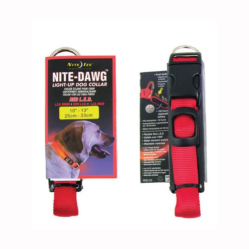 Nite Ize NND-03-10S Nite Dawg LED Dog Collar, Red LED Red Webbing, Small