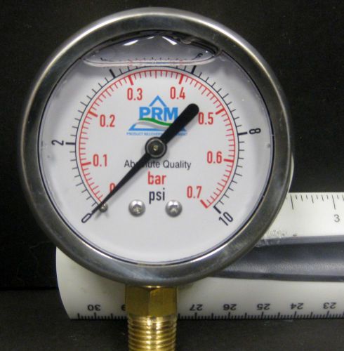 0-10 psi prm pressure gauge 2.5 inch stainless steel case brass 1/4&#034; npt bottom for sale