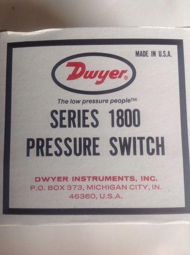 Dwyer Series 1800 Pressure Switch – Model # 182410