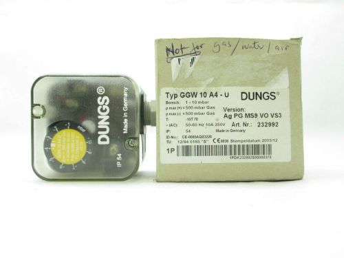 New dungs ggw 10 a4-u 232992 differential vacuum pressure switch 250v-ac d437787 for sale
