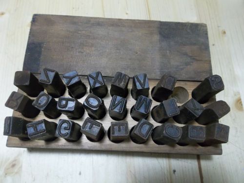 Vintage 27 Piece Steel Alphabet Punch Set, 5/8 &#034; Metal Marking Die Stamp Tool