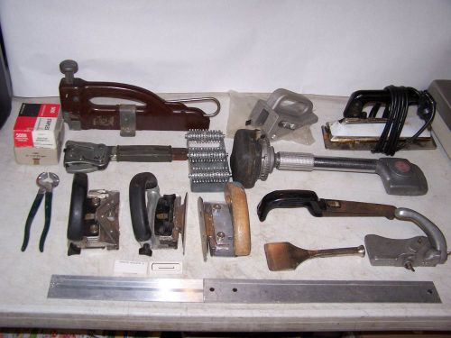 Large carpet installation tools lot, seaming iron, chisel, edge knife, kicker for sale