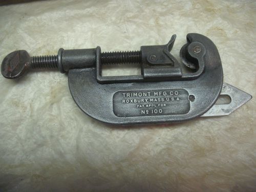 old used tools TRIMONT no.100 tube pipe cutter  1/8 to 1 inch od.