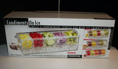 39925 Condiments On Ice Acrylic 5 Compartment Service Bar With Ice Chamber!