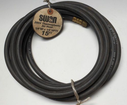 Swan 200lb wp thermoplastic 15 ft air hose 1/4&#034; id x 1/4&#034; nptf nnb for sale