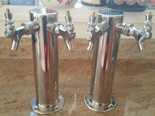 Beer Taps Two Faucet Tower Double Draft Stainless Steel for Restaurant Home Bar