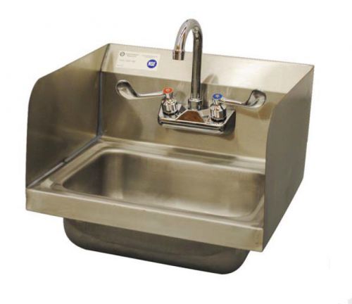 Wall mounted hand sink with faucet &amp; side splash guards for sale