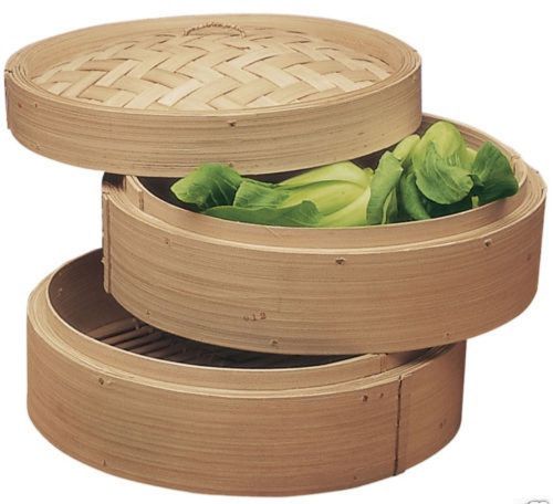 Progressive 2 Tier (3 Pieces) Dim Sum Vegetable Bamboo Steamer 10.5&#034; CWBS-4 NEW