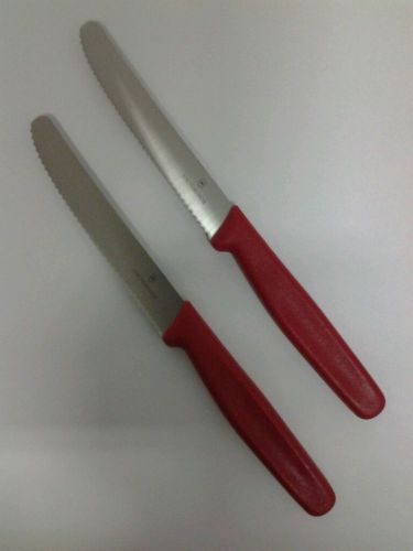 2 pc. victorinox 40502 - 4 1/2&#034;  round tip serrated steak knife red for sale