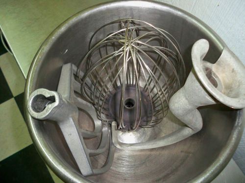 Hobart a200 mixer bowl, hook, whip, and flat beater for sale
