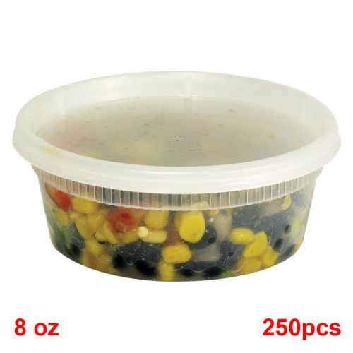 8 oz Clear Round Deli Container with Lid 250 containers and 250 matching lids