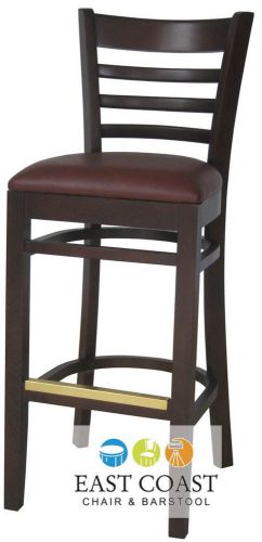New wooden walnut ladder back restaurant bar stool with wine vinyl seat for sale