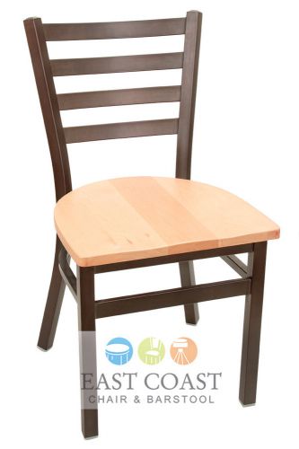 New gladiator rust powder coat ladder back metal chair with natural wood seat for sale