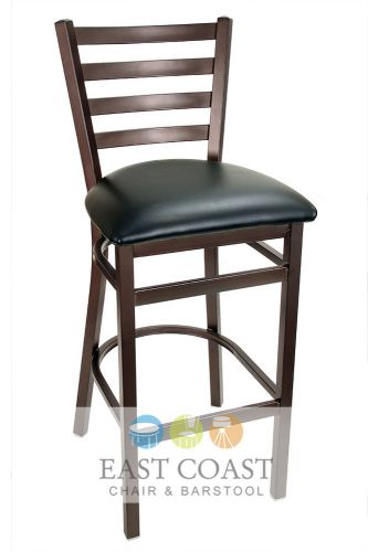 New gladiator rust powder coat ladder back metal bar stool with black vinyl seat for sale