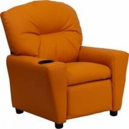 Flash Furniture BT-7950-KID-ORANGE-GG Contemporary Orange Vinyl Kids Recliner wi