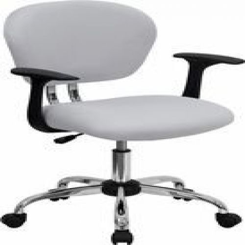 Flash Furniture H-2376-F-WHT-ARMS-GG Mid-Back White Mesh Task Chair with Arms