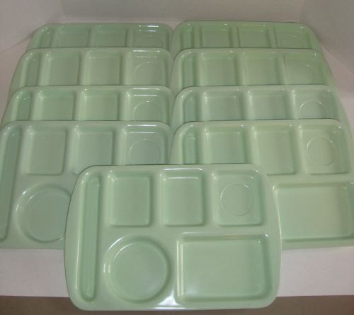 Lot of 9 Vistron Prolon 6 Compartment Lunch Food Tray Green School Home 9853