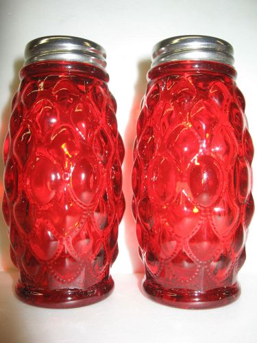 pair ruby red glass salt and pepper shakers set castor art deco elizabeth royal