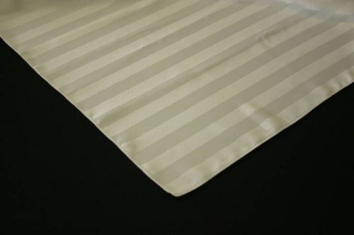 New 60 x 120 banquet tablecloth ivory satin stripe for sale