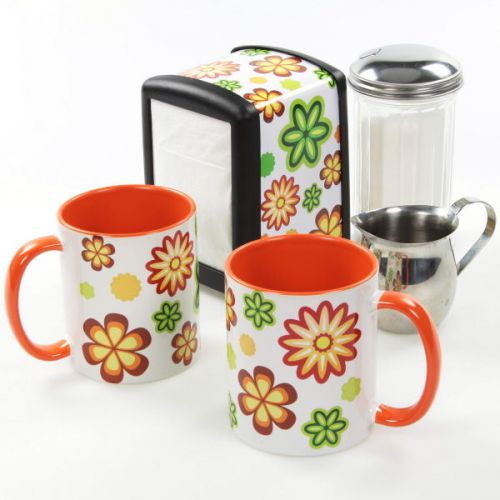 Mod Flowers Diner Napkin Dispenser Coffee Mugs Tabletop Gift Set